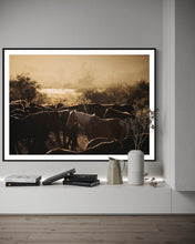 Load image into Gallery viewer, Minimalistic design featuring Horse Art - Limited Edition 'Horse's Flock 0225', harmonizing with decor elements on a stylish shelf, enhancing the room's atmosphere.