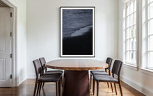 Load image into Gallery viewer, A stylish dining area showcasing Limited Edition Beach Art Fine Art Prints named 'Blue Waves' 1/25, by an award winning photographer, enhancing the contemporary aesthetic of the space.