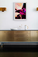 Load image into Gallery viewer, Stylish interior featuring 'Mingle V' abstract art by Addison Jones Studio framed on a wall above modern furniture, enhancing the decor with its colorful design.