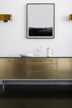 Load image into Gallery viewer, An elegant living space featuring a golden sideboard adorned with a framed fine art print 'Glacial 819' from Addison Jones Studio. The print complements the decor beautifully, emphasizing the modern aesthetic of the room.