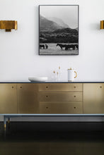 Load image into Gallery viewer, Horse Art-Black and Equwhite 0241 
This photo named "Black and Equwhite 0241" was part of a black and white photography landscape series featuring horse art. These horse pictures were shot in Iceland. This is a limited edition, hand-signed piece with a certificate of authenticity.       
E D I T I O N:
2/25