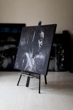 Load image into Gallery viewer, An intimate portrayal of a mixed media street art piece, bringing attention to the textures and shadows of a woman's profile.