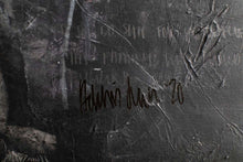 Load image into Gallery viewer, A close-up shot of mixed media street art, focusing on the artist's signature technique and the emotional resonance of a woman's portrait.