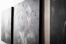 Load image into Gallery viewer, A side view of a gallery showcasing mixed media street art pieces, focusing on their unique textures and artistic expressions.