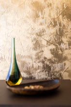 Load image into Gallery viewer, Intimate close-up of the 'Let Go' artwork's gold surface, with hand-etched letters giving depth and character to the contemporary art.