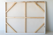 Load image into Gallery viewer, Back view of the 'Let Go' contemporary art piece, featuring the wooden frame and the detailed craftsmanship of the artwork.