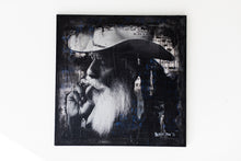 Load image into Gallery viewer, Contemporary Art Cowboy paintings displayed against a minimalist wall, featuring a rich brown leather chair as part of a luxurious decor.