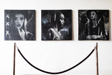 Load image into Gallery viewer, Three modern art portraits displayed in a gallery setting, highlighting bold artistic techniques in black and white. Modern Art street art showcase.