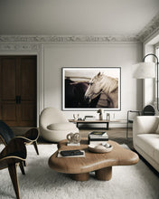 Load image into Gallery viewer, Charming living space enhanced by the limited edition &#39;Curious Carlisle 025&#39; horse picture by Addison Jones Studio. The piece conveys tranquility and elegance, ideal for horse art lovers.
