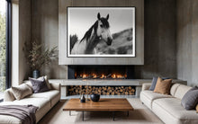 Load image into Gallery viewer, Sophisticated living area displaying the Horse Wall Art &#39;Perky Patrice 0213&#39; by Addison Jones Studio, presenting a horse that adds warmth and character to the room.
