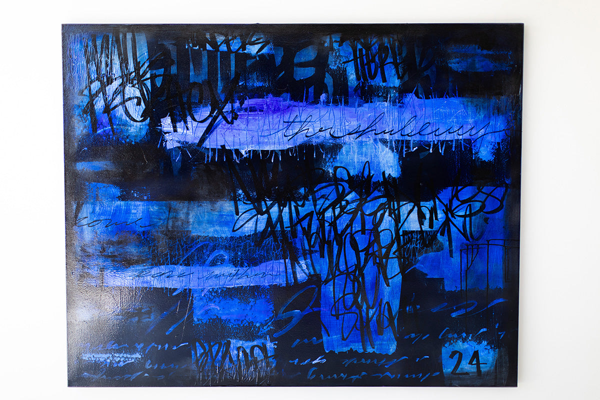 Leveling up Blue grafitti painting
