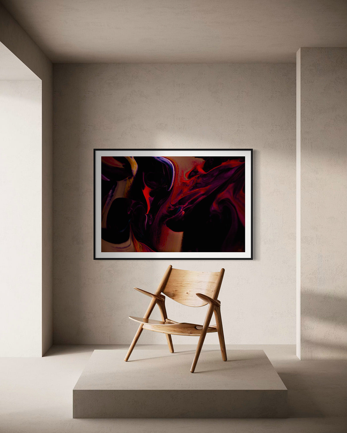 Artistic display of Vibrant Abstract Art Print Mingle II by Addison Jones Studio, featuring vibrant colors and textures. Hand-signed edition.